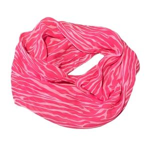 MCM Vintage Smoke Ring Infinity Scarf Pink White Animal Print 1960’s